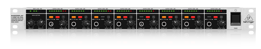 POWERPLAY HA8000 8-Channel High-Power Headphones Mixing and Distribution Amplifier