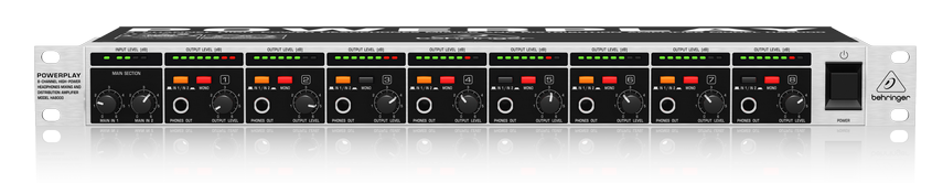 POWERPLAY HA8000 8-Channel High-Power Headphones Mixing and Distribution Amplifier