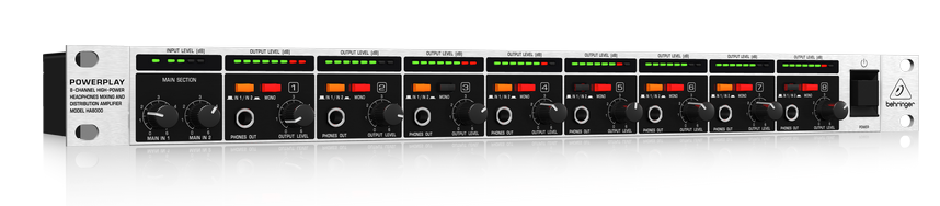 POWERPLAY HA8000 8-Channel High-Power Headphones Mixing and Distribution Amplifier